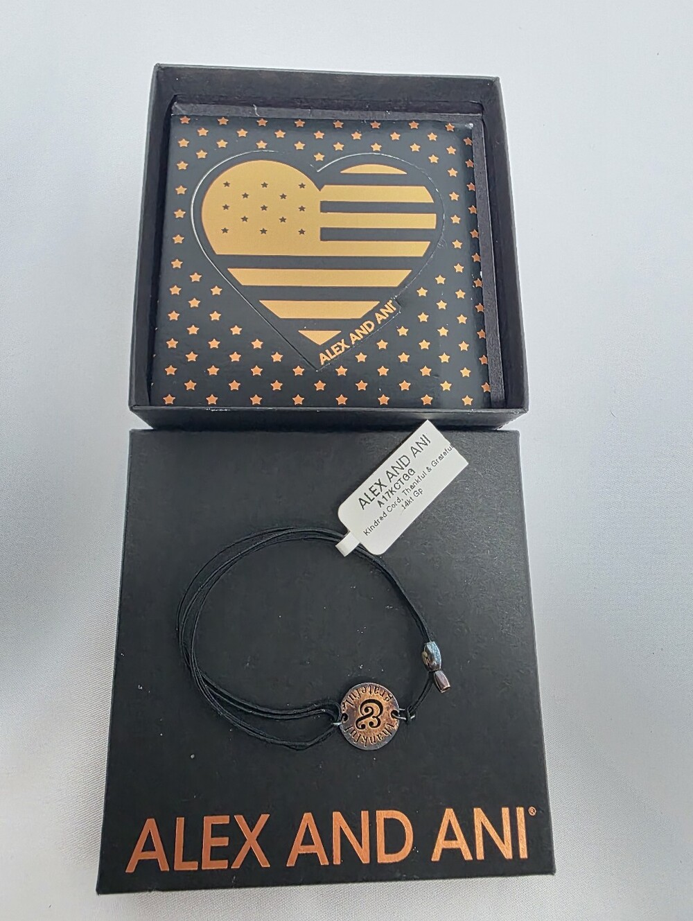 Alex and Ani Thankful & Grateful Kindred Cord Bracelet 14K Gold Plated NWT